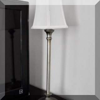 D29. Pewter look candlestick table lamp 21”h - $18